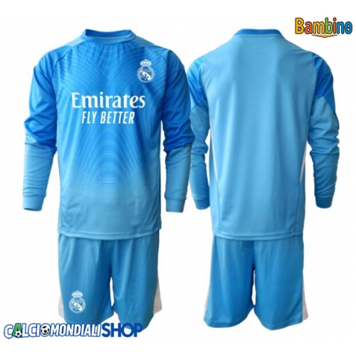 Maglie da calcio Real Madrid Portiere Prima Maglia Bambino 2025-26 Manica Lunga + Pantaloni corti)